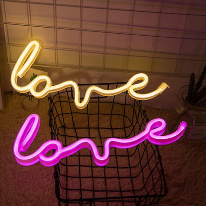 LOVE Neon Light Sign Decoration Lamp Nightlight Ornaments LED Letter Bulbs for Room Party Weeding Romantic Proposal Gift