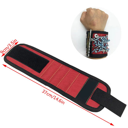 Magnetic Wristband Hand Wraps Tool Bag Electrician Wrist Screws Holder Bracelet For Home Repair（three Rows 6 Magnets）