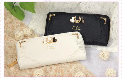 1 piece Wallet Lady long Wallet Purse Female Black White Color Cat PU Leather for Coin Card Clutch