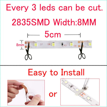 12v led strip light SMD 2835 Tiras RGB Red Blue Green white warm white Flexible Ruban LED Lamp  Lampada Tape Christmas