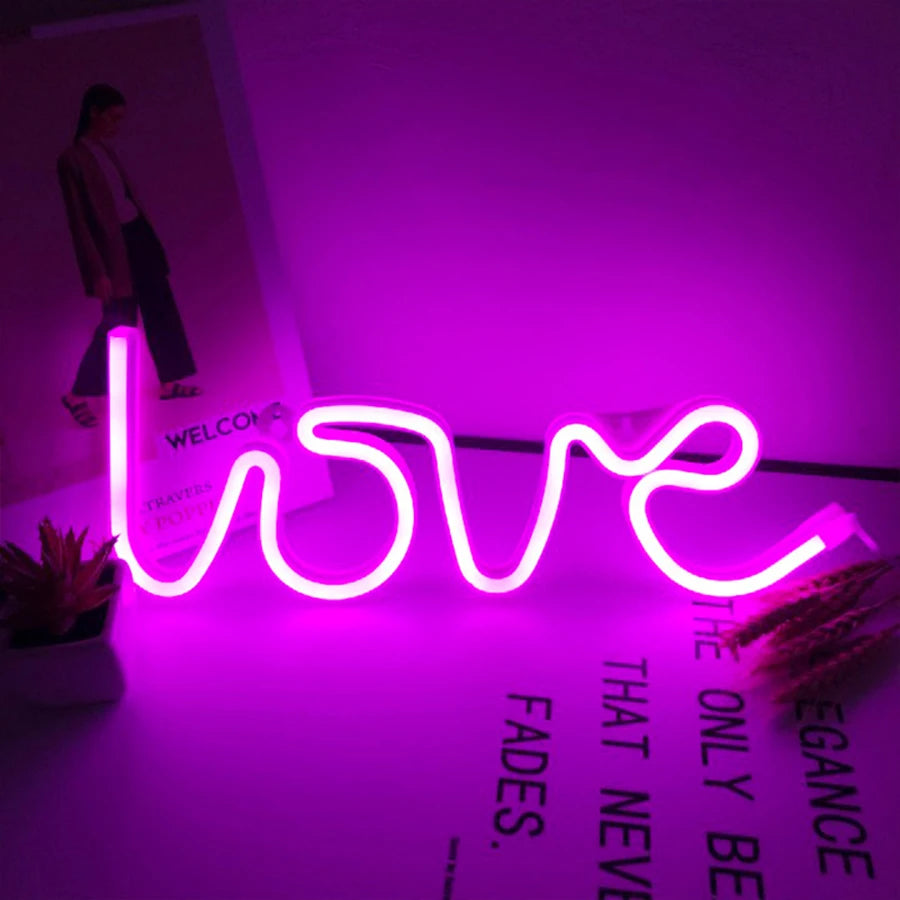 LOVE Neon Light Sign Decoration Lamp Nightlight Ornaments LED Letter Bulbs for Room Party Weeding Romantic Proposal Gift