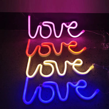 LOVE Neon Light Sign Decoration Lamp Nightlight Ornaments LED Letter Bulbs for Room Party Weeding Romantic Proposal Gift