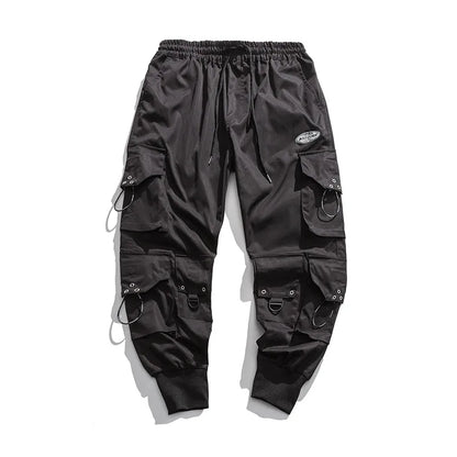 Harajuku Paratrooper Pants Men's clothes Loose Trendy Hip Hop Drawstring Cargo Pants Multi-pocket Drawstring Overalls Hip hop
