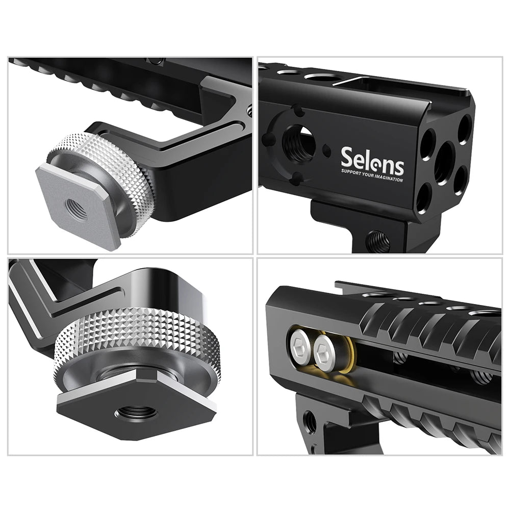 Selens Universal Top Handle Grip With Cold Shoe Plate For Digital Dslr Camera Cage Monitors LED Microphone Shoe Mount