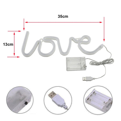 LOVE Neon Light Sign Decoration Lamp Nightlight Ornaments LED Letter Bulbs for Room Party Weeding Romantic Proposal Gift