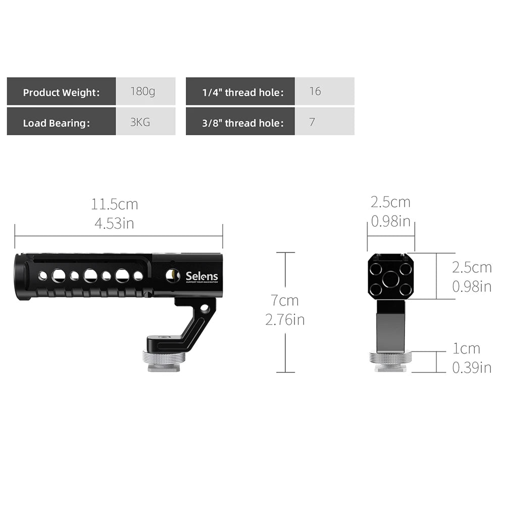 Selens Universal Top Handle Grip With Cold Shoe Plate For Digital Dslr Camera Cage Monitors LED Microphone Shoe Mount