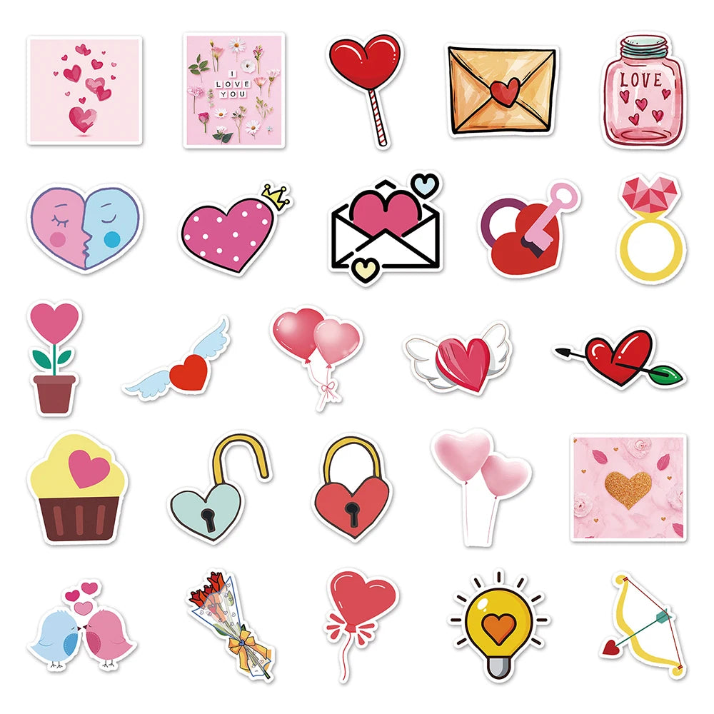 10/30/50/100PCS Romantic Valentine's Day LOVE Stickers Graffiti DIY Letter Luggage Travel Cute INS Sticker for Girlfriend Gifts