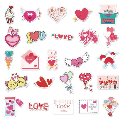 10/30/50/100PCS Romantic Valentine's Day LOVE Stickers Graffiti DIY Letter Luggage Travel Cute INS Sticker for Girlfriend Gifts
