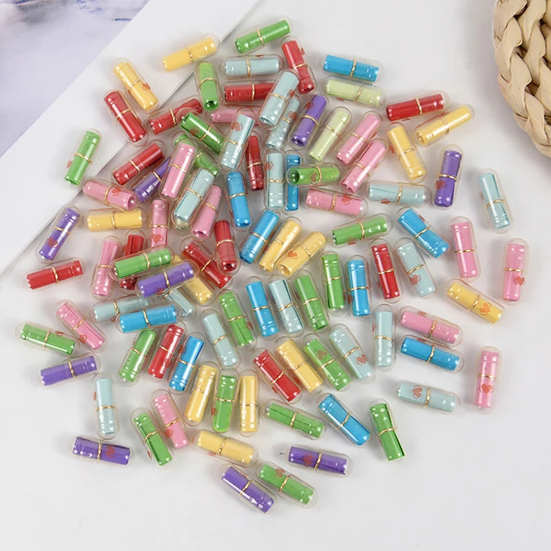 100pcs Message Capsule Mini Wish Notes Love Pill with Roll Papers Wedding Valentines Day Birthday Party Gift Decoration Supplies