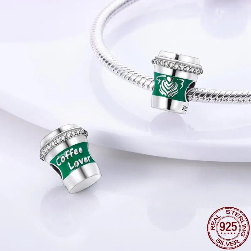 New in S925 Sterling Silver Red Wine And Wine Glass Charm Beads Fit Pandora Bracelet DIY Pendant Woman Jewelry 2023 Hot Sale