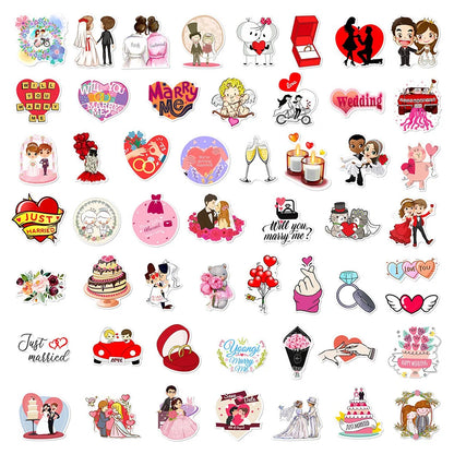 10/30/50PCS New Wedding Proposal Love Cartoon Stickers DIY Laptop Luggage Skateboard Graffiti Decals Fun for Kid Toys Gift