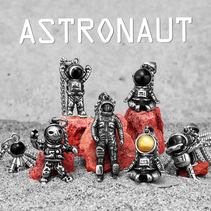 Variety Astronaut Necklaces Pendants 316L Stainless Steel Punk Rock Cute Hip Hop Rap Chain Party for Friend Couple Jewelry Gift